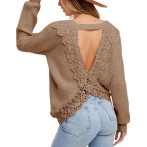 imageAiloqing Womens Lightweight Casual Sweaters 2025 Fall Outfits Trendy Crewneck Knit Fashion Pullover TopsKhaki