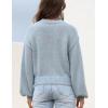 imageAiloqing Womens Long Puff Sleeve Sweater Floral Crewneck Ribbed Knit Pullover Loose Casual TopBlue