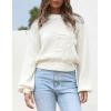 imageAiloqing Womens Long Puff Sleeve Sweater Floral Crewneck Ribbed Knit Pullover Loose Casual TopWhite