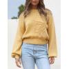 imageAiloqing Womens Long Puff Sleeve Sweater Floral Crewneck Ribbed Knit Pullover Loose Casual TopYellow
