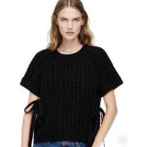 imageAiloqing Womens Casual Knit Sweater Vest Cropped Pullover Sweaters Hollow Out Loose Tank TopBlack