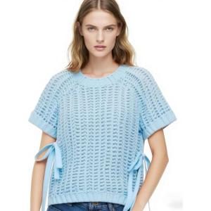 imageAiloqing Womens Casual Knit Sweater Vest Cropped Pullover Sweaters Hollow Out Loose Tank TopBlue