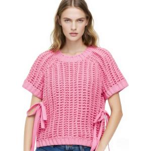 imageAiloqing Womens Casual Knit Sweater Vest Cropped Pullover Sweaters Hollow Out Loose Tank TopPink