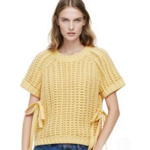imageAiloqing Womens Casual Knit Sweater Vest Cropped Pullover Sweaters Hollow Out Loose Tank TopYellow