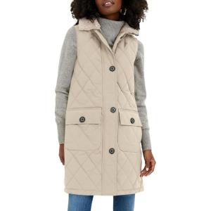 imageAiloqing Womens Long Puffer Vest Winter Quilted Sleeveless Zip Up Long Jacket Vest GiletApricot