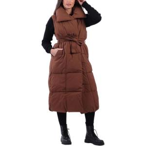 imageAiloqing Womens Long Puffer Vest Winter Quilted Sleeveless Zip Up Long Jacket Vest GiletBrown