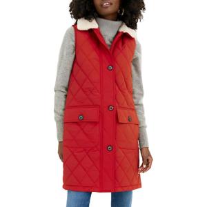 imageAiloqing Womens Long Puffer Vest Winter Quilted Sleeveless Zip Up Long Jacket Vest GiletRed