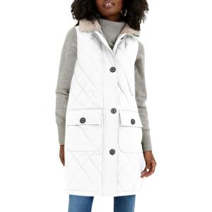 imageAiloqing Womens Long Puffer Vest Winter Quilted Sleeveless Zip Up Long Jacket Vest GiletWhite
