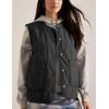 imageAiloqing Womens Quilted Puffer Vest Button Down Winter Lightweight Padded Gilet Outerwear with PocketsBlack