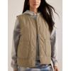 imageAiloqing Womens Quilted Puffer Vest Button Down Winter Lightweight Padded Gilet Outerwear with PocketsKhaki