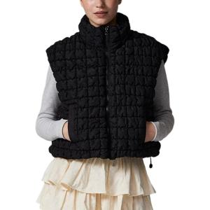 imageAiloqing Womens Quilted Puffer Vest 2025 Winter Casual Warm Zip Up Sleeveless Vest Bubble Padded Gilet TopsBlack