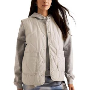 imageAiloqing Womens Quilted Puffer Vest Button Down Winter Lightweight Padded Gilet Outerwear with PocketsBeige
