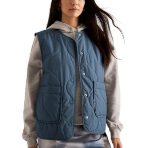 imageAiloqing Womens Quilted Puffer Vest Button Down Winter Lightweight Padded Gilet Outerwear with PocketsBlue