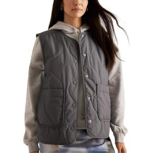 imageAiloqing Womens Quilted Puffer Vest Button Down Winter Lightweight Padded Gilet Outerwear with PocketsGrey