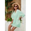 imageAiloqing Swimsuit Coverup Womens V Neck 34 Sleeve Casual Shirt Dress with PocketsGreen