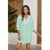 imageAiloqing Swimsuit Coverup Womens V Neck 34 Sleeve Casual Shirt Dress with PocketsGreen
