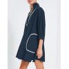 imageAiloqing Swimsuit Coverup Womens V Neck 34 Sleeve Casual Shirt Dress with PocketsNavy