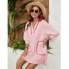 imageAiloqing Swimsuit Coverup Womens V Neck 34 Sleeve Casual Shirt Dress with PocketsPink