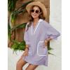 imageAiloqing Swimsuit Coverup Womens V Neck 34 Sleeve Casual Shirt Dress with PocketsPurple