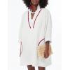 imageAiloqing Swimsuit Coverup Womens V Neck 34 Sleeve Casual Shirt Dress with PocketsWhite