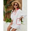 imageAiloqing Swimsuit Coverup Womens V Neck 34 Sleeve Casual Shirt Dress with PocketsWhite
