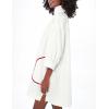 imageAiloqing Swimsuit Coverup Womens V Neck 34 Sleeve Casual Shirt Dress with PocketsWhite