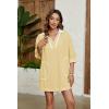 imageAiloqing Swimsuit Coverup Womens V Neck 34 Sleeve Casual Shirt Dress with PocketsYellow