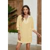 imageAiloqing Swimsuit Coverup Womens V Neck 34 Sleeve Casual Shirt Dress with PocketsYellow