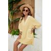 imageAiloqing Swimsuit Coverup Womens V Neck 34 Sleeve Casual Shirt Dress with PocketsYellow