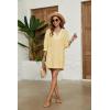 imageAiloqing Swimsuit Coverup Womens V Neck 34 Sleeve Casual Shirt Dress with PocketsYellow