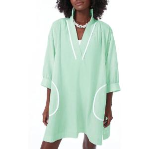 imageAiloqing Swimsuit Coverup Womens V Neck 34 Sleeve Casual Shirt Dress with PocketsGreen