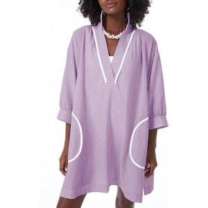 imageAiloqing Swimsuit Coverup Womens V Neck 34 Sleeve Casual Shirt Dress with PocketsPurple