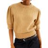 imageAiloqing Casual Womens Short Sleeves Pullover Sweater Lightweight Crewneck Cropped Knit Jumper TopsLightkhaki