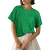 imageAiloqing Knitted Short Sleeve Sweaters 2025 Lightweight Sweater Knit Tops Shirts Solid Hollow Out BlousesGreen