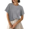 imageAiloqing Knitted Short Sleeve Sweaters 2025 Lightweight Sweater Knit Tops Shirts Solid Hollow Out BlousesGrey