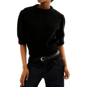 imageAiloqing Casual Womens Short Sleeves Pullover Sweater Lightweight Crewneck Cropped Knit Jumper TopsBlack