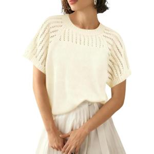 imageAiloqing Knitted Short Sleeve Sweaters 2025 Lightweight Sweater Knit Tops Shirts Solid Hollow Out BlousesBeige
