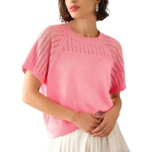 imageAiloqing Knitted Short Sleeve Sweaters 2025 Lightweight Sweater Knit Tops Shirts Solid Hollow Out BlousesPink