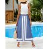 image:imageAiloqing 2026 Women Bohemian Floral Skirt Summer Casual Color Block Maxi Beach Vocation Skirts OutfitsBlue