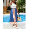 image:imageAiloqing 2026 Women Bohemian Floral Skirt Summer Casual Color Block Maxi Beach Vocation Skirts OutfitsBlueorange