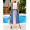 image:imageAiloqing 2026 Women Bohemian Floral Skirt Summer Casual Color Block Maxi Beach Vocation Skirts OutfitsBlueorange