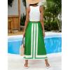 image:imageAiloqing 2026 Women Bohemian Floral Skirt Summer Casual Color Block Maxi Beach Vocation Skirts OutfitsGreen
