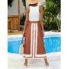 image:imageAiloqing 2026 Women Bohemian Floral Skirt Summer Casual Color Block Maxi Beach Vocation Skirts OutfitsKhaki