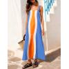 image:imageAiloqing 2026 Women Boho Floral Dress Summer Casual Color Block Maxi Beach Vocation Overall Dresses CoverupsBlueorange