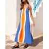 image:imageAiloqing 2026 Women Boho Floral Dress Summer Casual Color Block Maxi Beach Vocation Overall Dresses CoverupsBlueorange