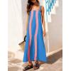 image:imageAiloqing 2026 Women Boho Floral Dress Summer Casual Color Block Maxi Beach Vocation Overall Dresses CoverupsBluepink