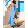 image:imageAiloqing 2026 Women Boho Floral Dress Summer Casual Color Block Maxi Beach Vocation Overall Dresses CoverupsBluepink