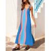 image:imageAiloqing 2026 Women Boho Floral Dress Summer Casual Color Block Maxi Beach Vocation Overall Dresses CoverupsBluepink