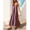 image:imageAiloqing 2026 Women Boho Floral Dress Summer Casual Color Block Maxi Beach Vocation Overall Dresses CoverupsBrown