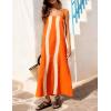 image:imageAiloqing 2026 Women Boho Floral Dress Summer Casual Color Block Maxi Beach Vocation Overall Dresses CoverupsOrange